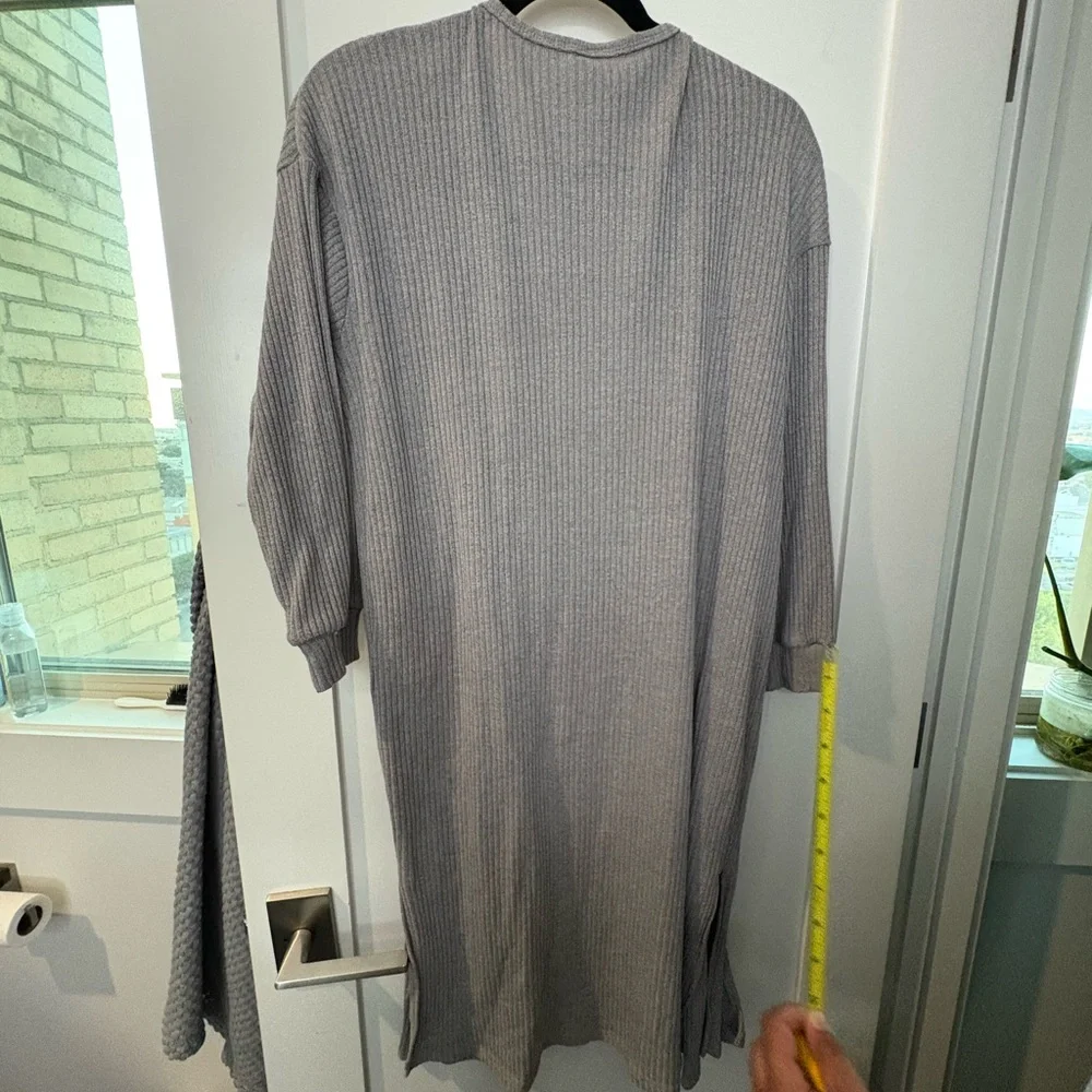 SHEIN Light Gray Open Front Cardigan XL KNIT